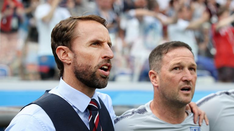 England manager Gareth Southgate and Steve Holland