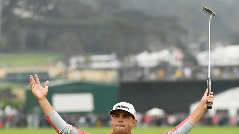 Gary Woodland celebrates after winning the US Open