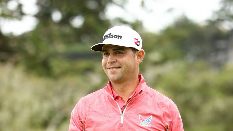 Gary Woodland of the United States reacts after a birdie on the second green during the final round of the 2019 U.S. Open at Pebble Beach Golf Links on June 16, 2019 in Pebble Beach, California