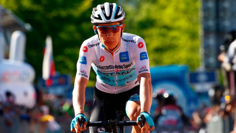 Team Astana rider Miguel Angel Lopez tangled with a spectator during Stage 20 of the Giro d'Italia.