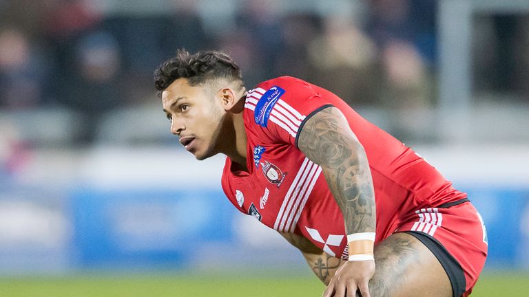 Picture by Allan McKenzie/SWpix.com - 16/03/2018 - Rugby League - Betfred Super League - Salford Red Devils v Hull FC - AJ Bell Stadium, Salford, England - Greg Johnson.