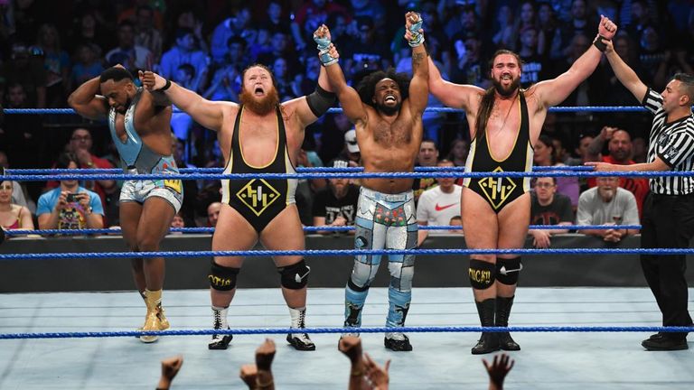 The New Day and Heavy Machinery defeated Daniel Bryan & Rowan and Kevin Owens and Sami Zayn