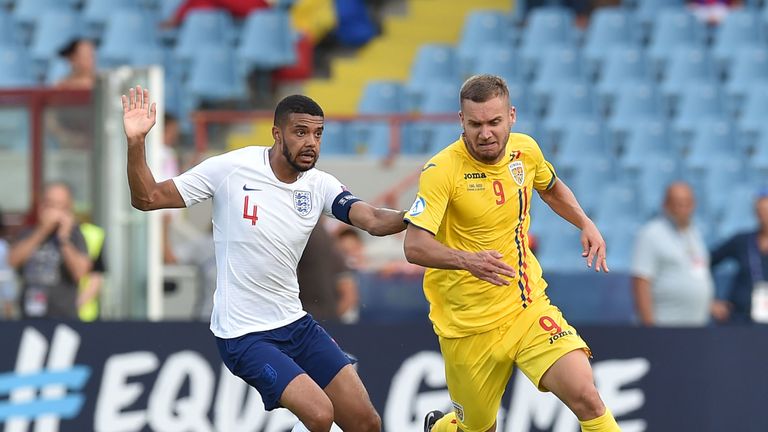 Jake Clarke-Salter and George Puscas during the 2019 UEFA U-21 Group X match between XX and XX at Dino Manuzzi Stadium on June 21, 2019 in Cesena, Italy.