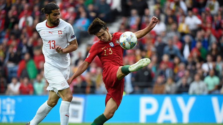 Joao Felix blazed over the bar under pressure from Ricardo Rodriguez during Portugal's Nations League semi-final against Switzerland