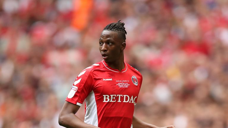Charlton's Joe Aribo in action against Sunderland in the Sky Bet League One play-off final at Wembley 2019