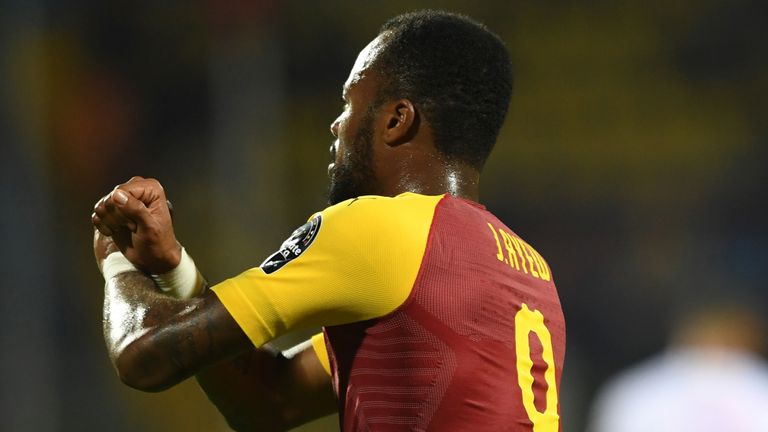 Ghana's forward Jordan Ayew celebrates his goal during the 2019 Africa Cup of Nations (CAN) football match between Ghana and Benin at the Ismailia Stadium on June 25, 2019. (Photo by OZAN KOSE / AFP) (Photo credit should read OZAN KOSE/AFP/Getty Images)