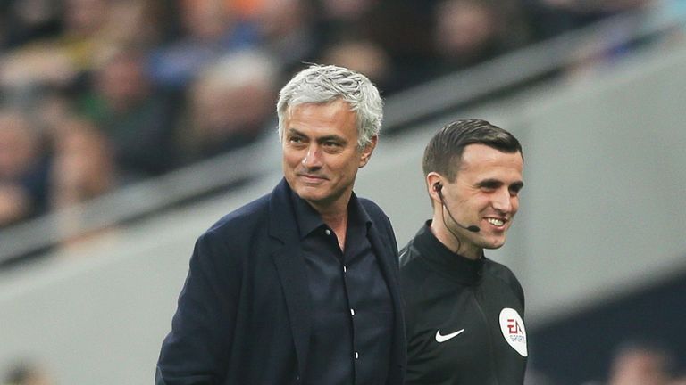 Jose Mourinho on the touchline during the match between Tottenham Hotspur Legends and Inter Forever on March 30, 2019