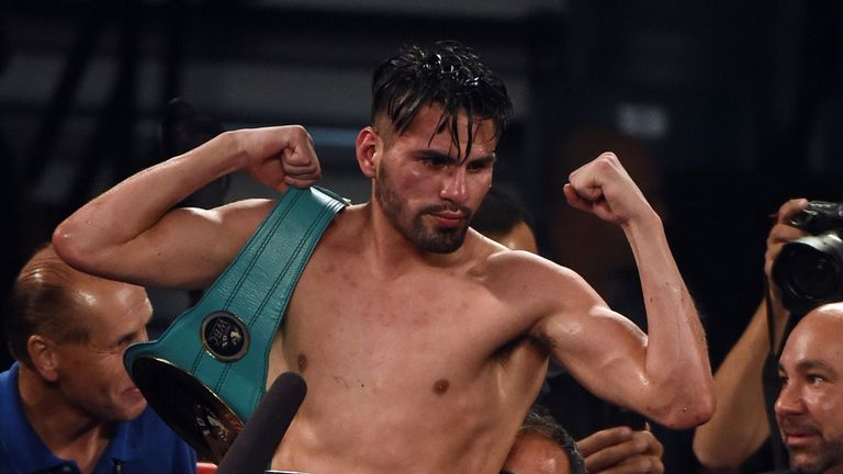 Jose Ramirez Manny Perez during their super lightweight fight at MGM Grand Garden Arena on April 9, 2016 in Las Vegas, Nevada.