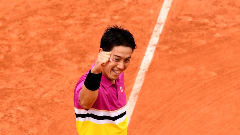 Kei Nishkori has now won his last two matches at Roland Garros in five sets