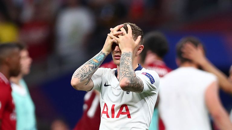 Kieran Trippier looks crestfallen after Tottenham&#39;s Champions League final defeat