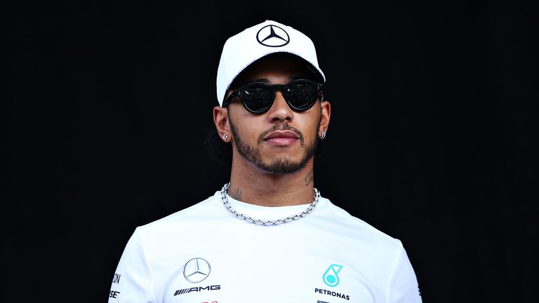Lewis Hamilton of Great Britain and Mercedes GP looks on from the fan stage during previews ahead of the F1 Grand Prix of Austria at Red Bull Ring on June 27, 2019 in Spielberg, Austria. 