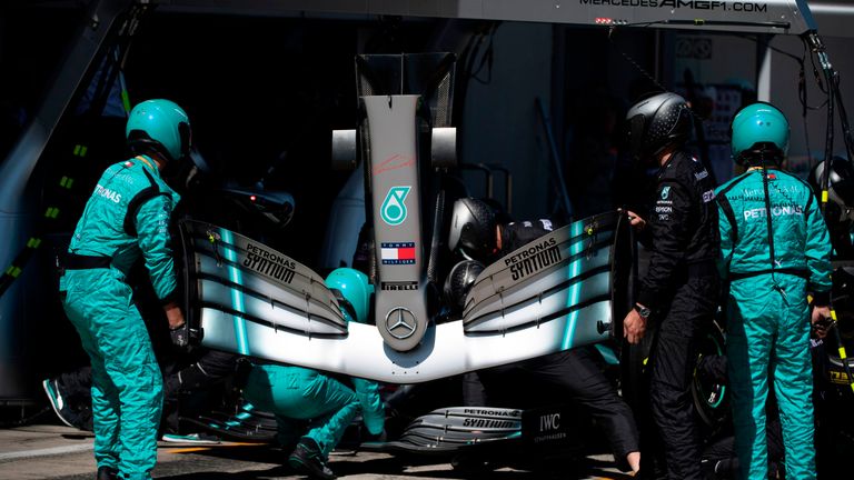 Hamilton's race was also hampered when had to stop for a new front wing