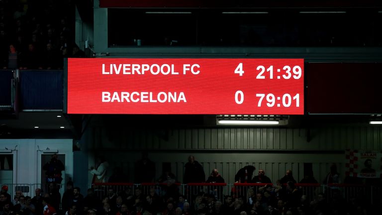 Liverpool's Anfield stadium is without a giant screen