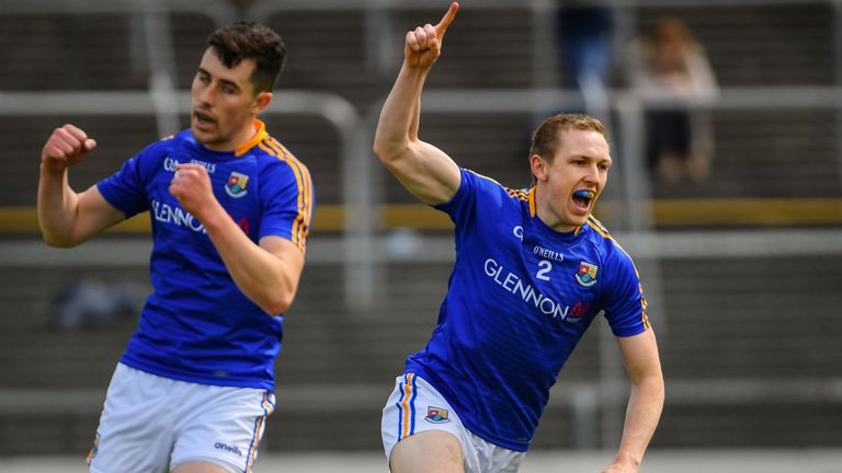 Patrick Fox celebrates scoring Longford's second goal