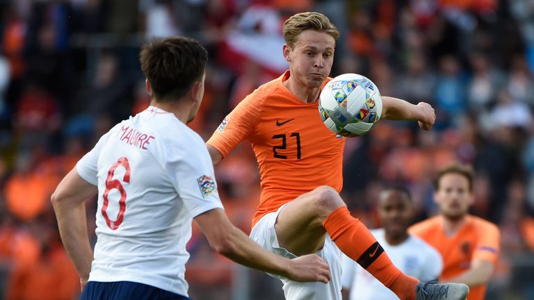  Frenkie De Jong in action for the Netherlands against England