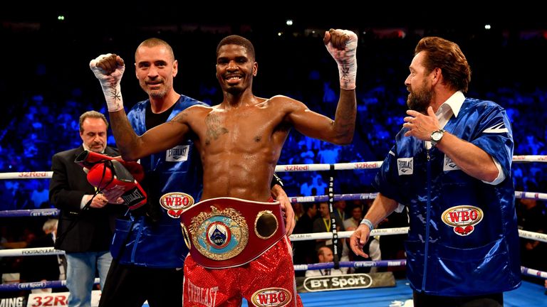 Maurice Hooker celebrates winning the WBO title