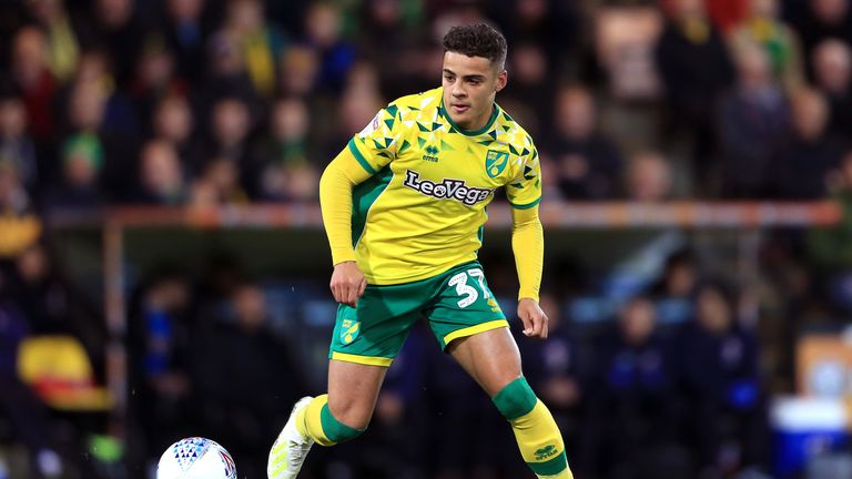 Max Aarons in action for Norwich against Reading