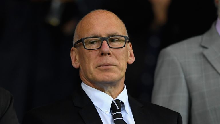 Derby County owner Mel Morris watches on from the stands