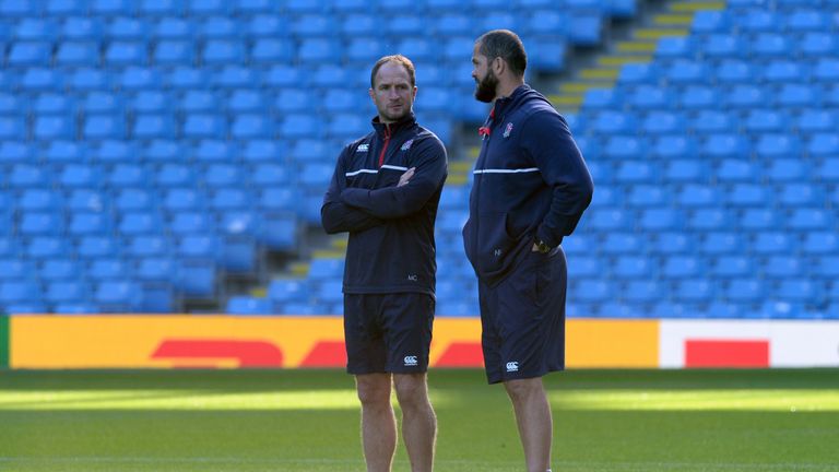 Mike Catt (left) and Andy Farrell during their spell together on the England coaching staff