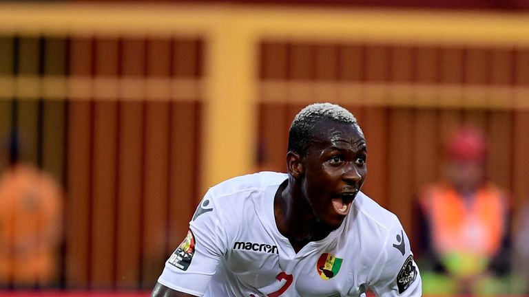 Mohamed Yattara celebrates his goal against Burundi
