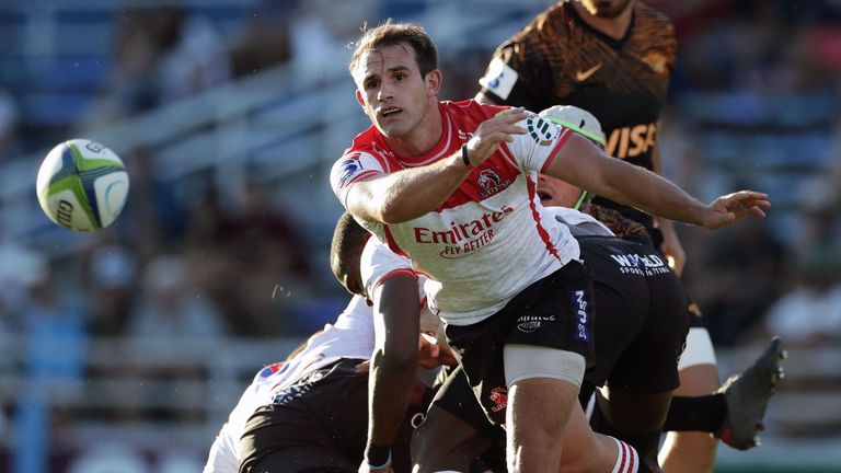 Nic Groom passing the ball for Lions in Super Rugby