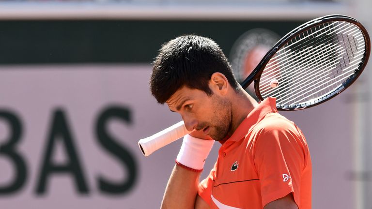 Djokovic cut a forlorn expression at times in the match