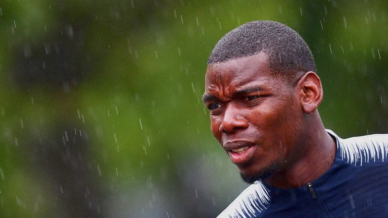 France&#39;s national football midfielder Paul Pogba arrives for a training session in Clairefontaine en Yvelines on June 5, 2019 as part of the team&#39;s preparation for the upcoming Euro 2020 qualification matches against Turkey and Andorra. (Photo by FRANCK FIFE / AFP)        (Photo credit should read FRANCK FIFE/AFP/Getty Images)