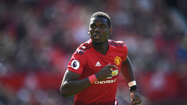 Paul Pogba in action for Manchester United against Cardiff