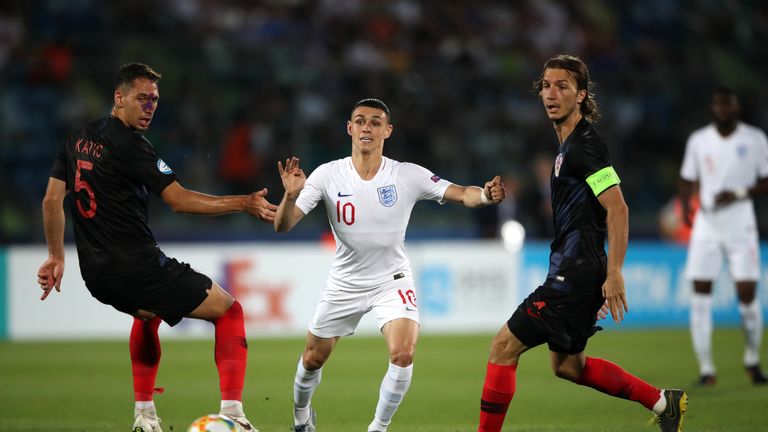 Phil Foden in action for England U21 against Croatia U21