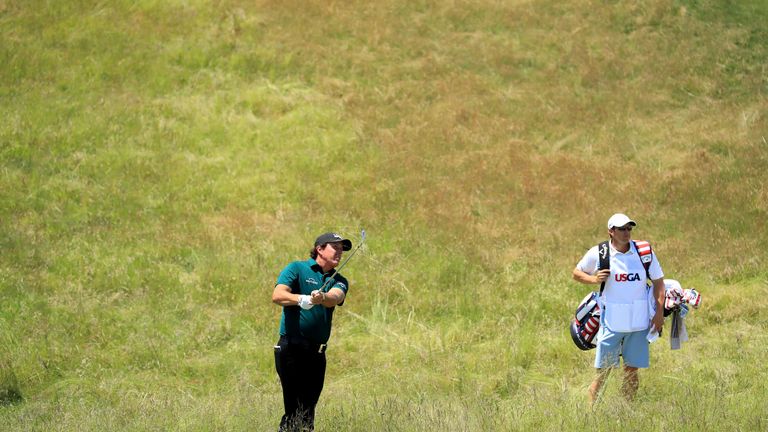 Phil Mickelson let his frustration get the better of him after a tough day around Shinnecock