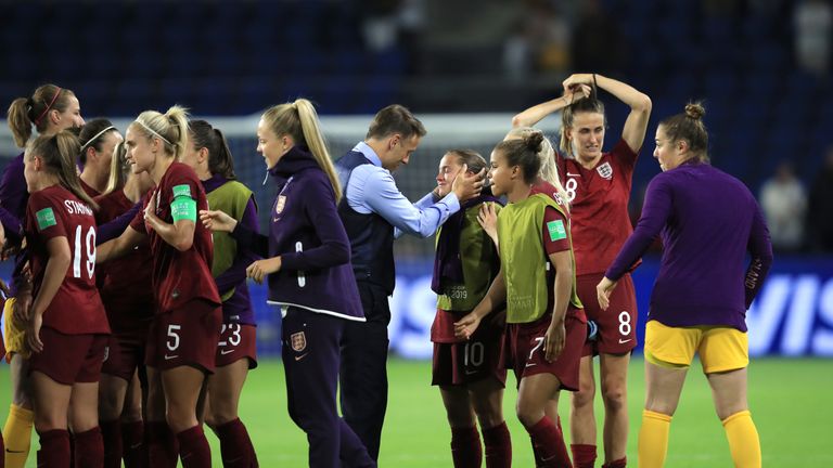 Phil Neville consoles Fran Kirby at full-time