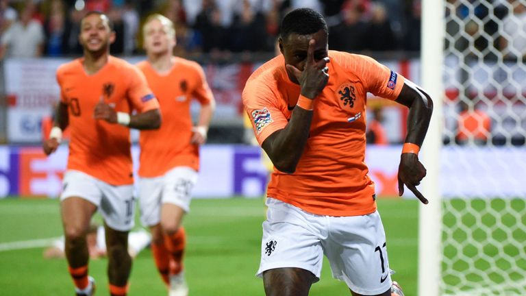 Quincy Promes celebrates as Netherlands came from behind to win