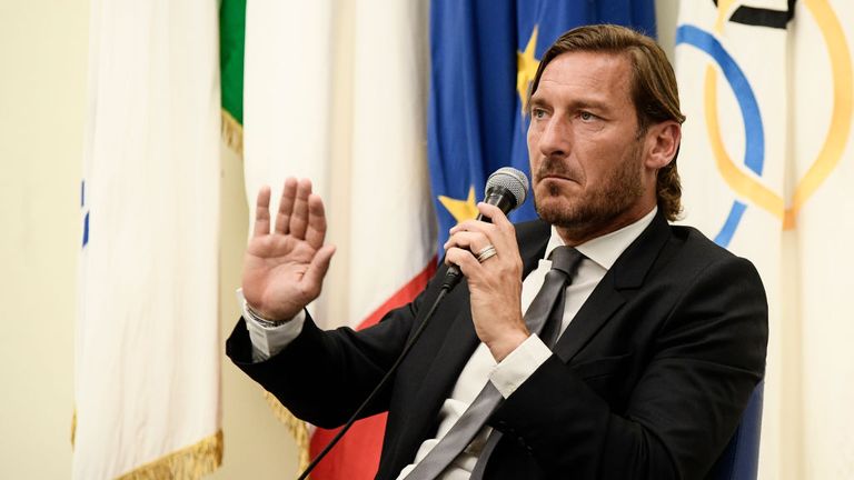 Technical director at AS Roma, Francesco Totti speaks during a press conference on June 17, 2019 at the Foro Italico sports complex in Rome.