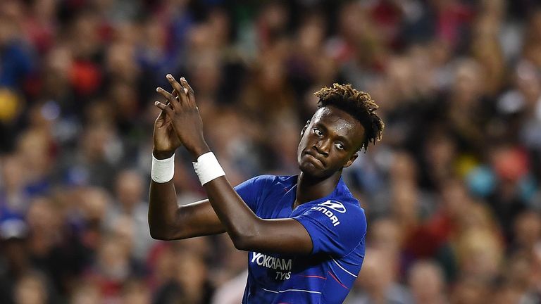 DUBLIN, IRELAND - AUGUST 01: Tammy Abraham of Chelsea during the Pre-season friendly International Champions Cup game between Arsenal and Chelsea at Aviva stadium on August 1, 2018 in Dublin, Ireland. (Photo by Charles McQuillan/Getty Images)