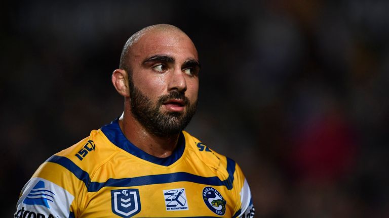 TOWNSVILLE, AUSTRALIA - MAY 18: Tim Mannah of the Eels looks on during the round 10 NRL match between the North Queensland Cowboys and the Parramatta Eels at 1300SMILES Stadium on May 18, 2019 in Townsville, Australia. (Photo by Ian Hitchcock/Getty Images)