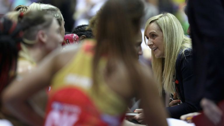 Tracey Neville delivering a mid-match team talk