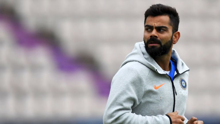India's captain Virat Kohli attends a training session at the Rose Bowl in Southampton, southern England, on June 3, 2019 ahead of their 2019 Cricket World Cup match against South Africa. 