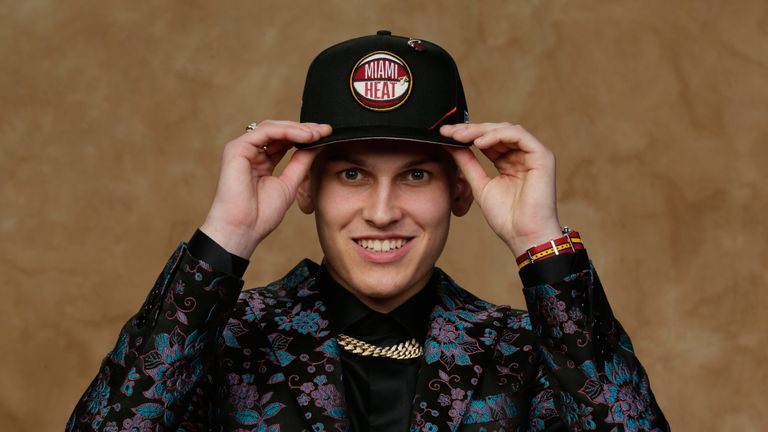 Tyler Herro poses after being drafted by the Miami Heat
