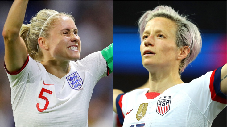 England Women captain Steph Houghton and USA Women captain Megan Rapinoe