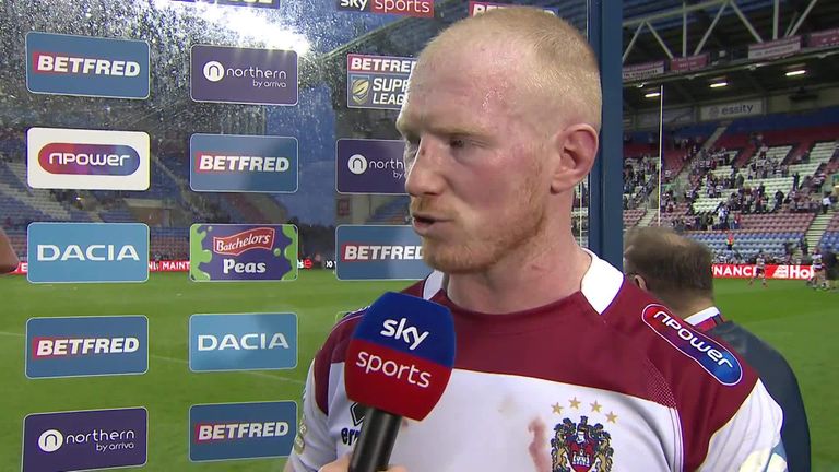 Wigan Warriors' Liam Farrell was named man of the match after scoring a rare hat-trick in the win over Wakefield Trinity.