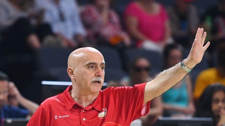Chema Buceta coaching England at the Commonwealth Games