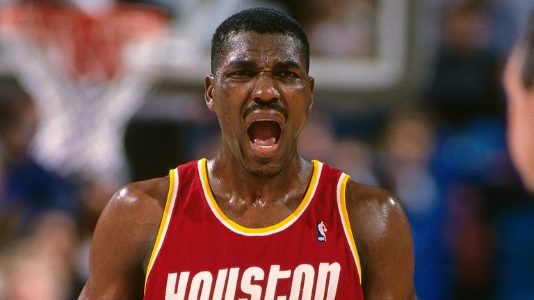 Hakeem Olajuwon in action for the Rockets during their title-winning 1995 season