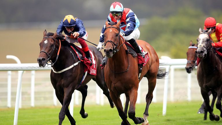 Sir Dancealot, ridden by Gerald Mosse, wins the Lennox Stakes