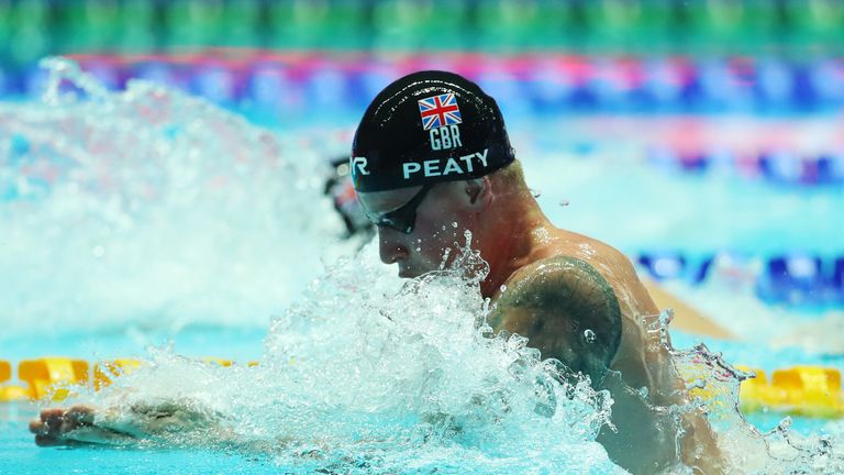 Adam Peaty on his way to winning the men's 100m Breaststroke Final at the 2019 FINA World Championships at Nambu International Aquatics Centre in Gwangju, South Korea