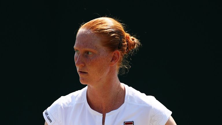 Alison Van Uytvanck on day six of the Wimbledon Lawn Tennis Championships at All England Lawn Tennis and Croquet Club on July 7, 2018 in London, England.