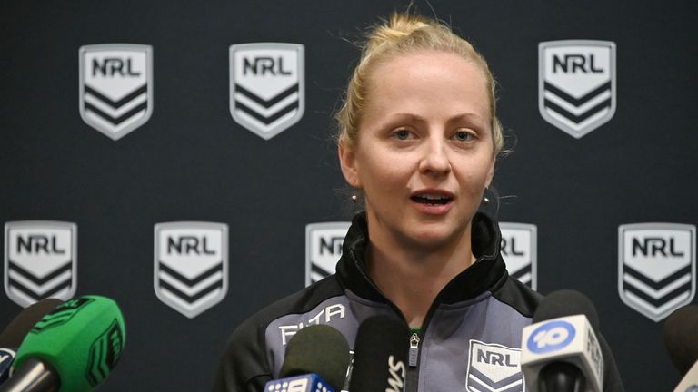 Belinda Sharpe will become the first female to referee an NRL game on Thursday