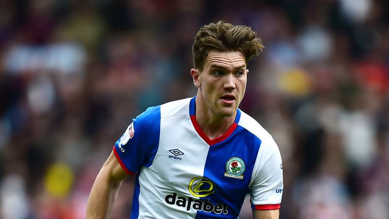 Sam Gallagher during the Sky Bet Championship match between Blackburn Rovers and Aston Villa at Ewood Park on April 29, 2017 in Blackburn, England.