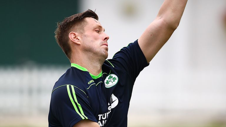 Boyd Rankin of Ireland bowling in the nets during previews ahead of the four day test match between England and Ireland at Lord&#39;s Cricket Ground on July 22, 2019 in London, England. 