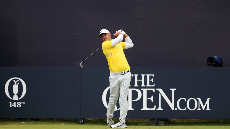 USA's Brooks Koepka tees off the 1st during day four of The Open Championship 2019 at Royal Portrush Golf Club. 