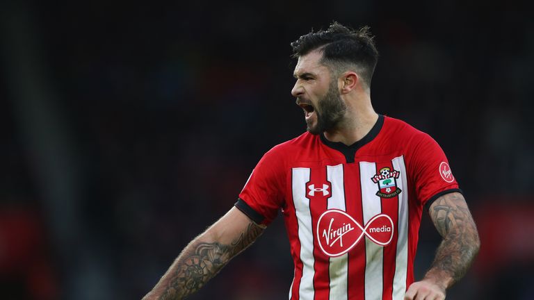 Southampton striker Charlie Austin during the Premier League match between Southampton FC and Manchester City at St Mary&#39;s Stadium on December 29, 2018 in Southampton, United Kingdom.